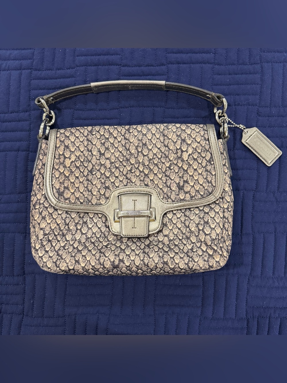 Coach Metallic Gold Snakeskin Shoulder Bag